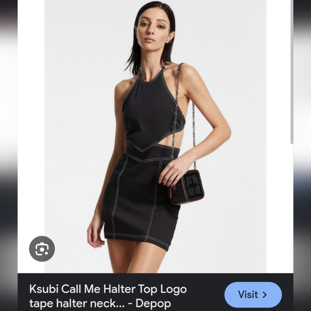 NWT Ksubi Call Me Halter cutout cut out tape logo mini Dress